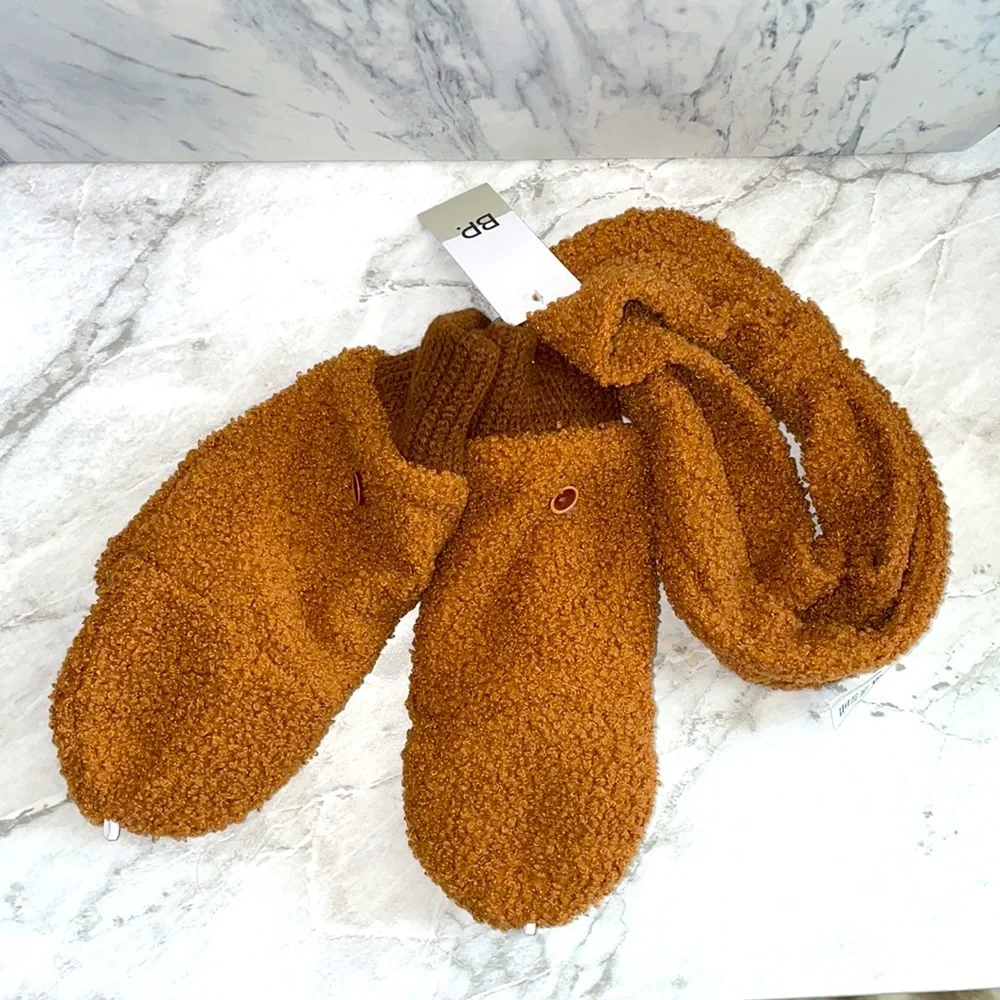 NWT BP Fuzzy Mittens Headband Set